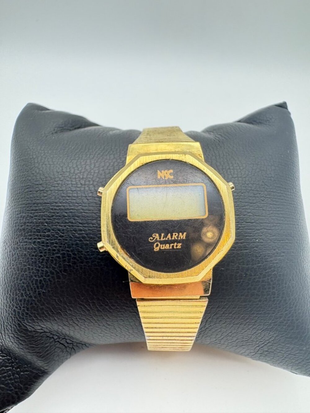 Vintage NSC National Semiconductor Digital LCD Watch Gold Tone Nonfunctional